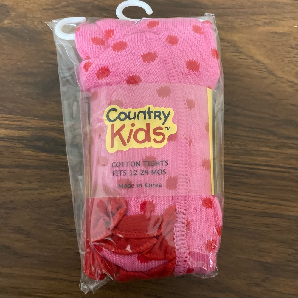 $1 NWT Country Kids Tights Ruffle Dot Rhumba Tights Pink 12-24 M (BUNDLE ONLY)